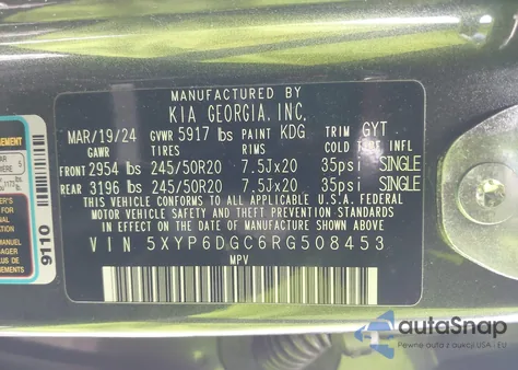 2024 Kia Telluride S from USA, damaged, VIN 5XYP6DGC6RG508453